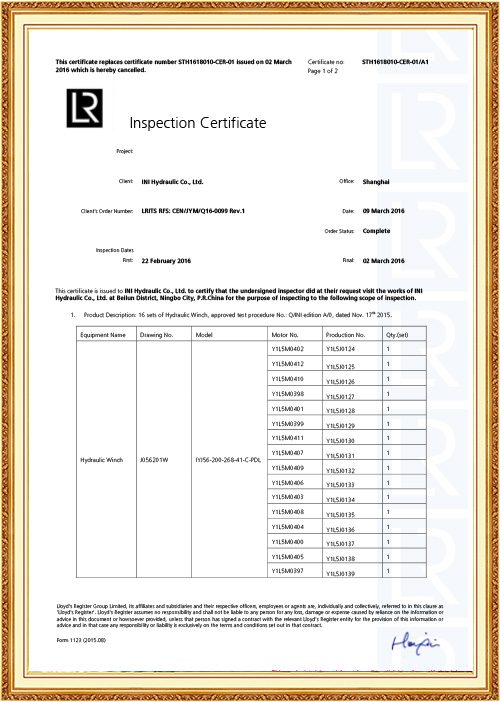 Certifikát LR
